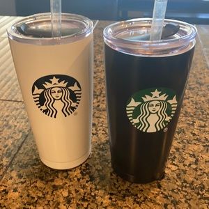 2 Thermal Insulated Starbucks Tumblers With Straws